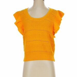 Vibrant Yellow Ruffle Sleeve Sweater